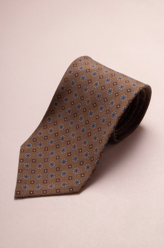SUPPLIED BY TOM - Brown Vintage Design Silk Tie