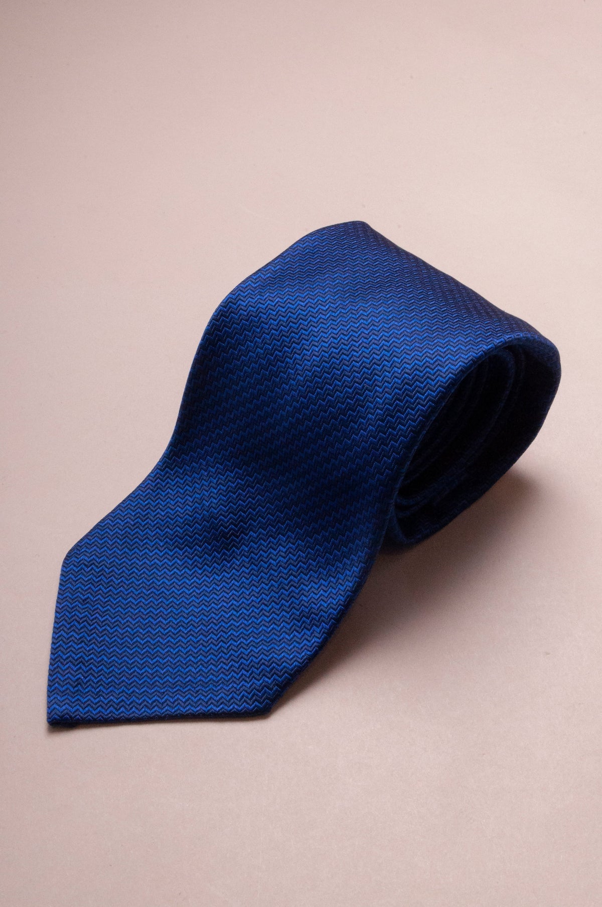 SUPPLIED BY TOM - Blue Zig Zag Silk Tie