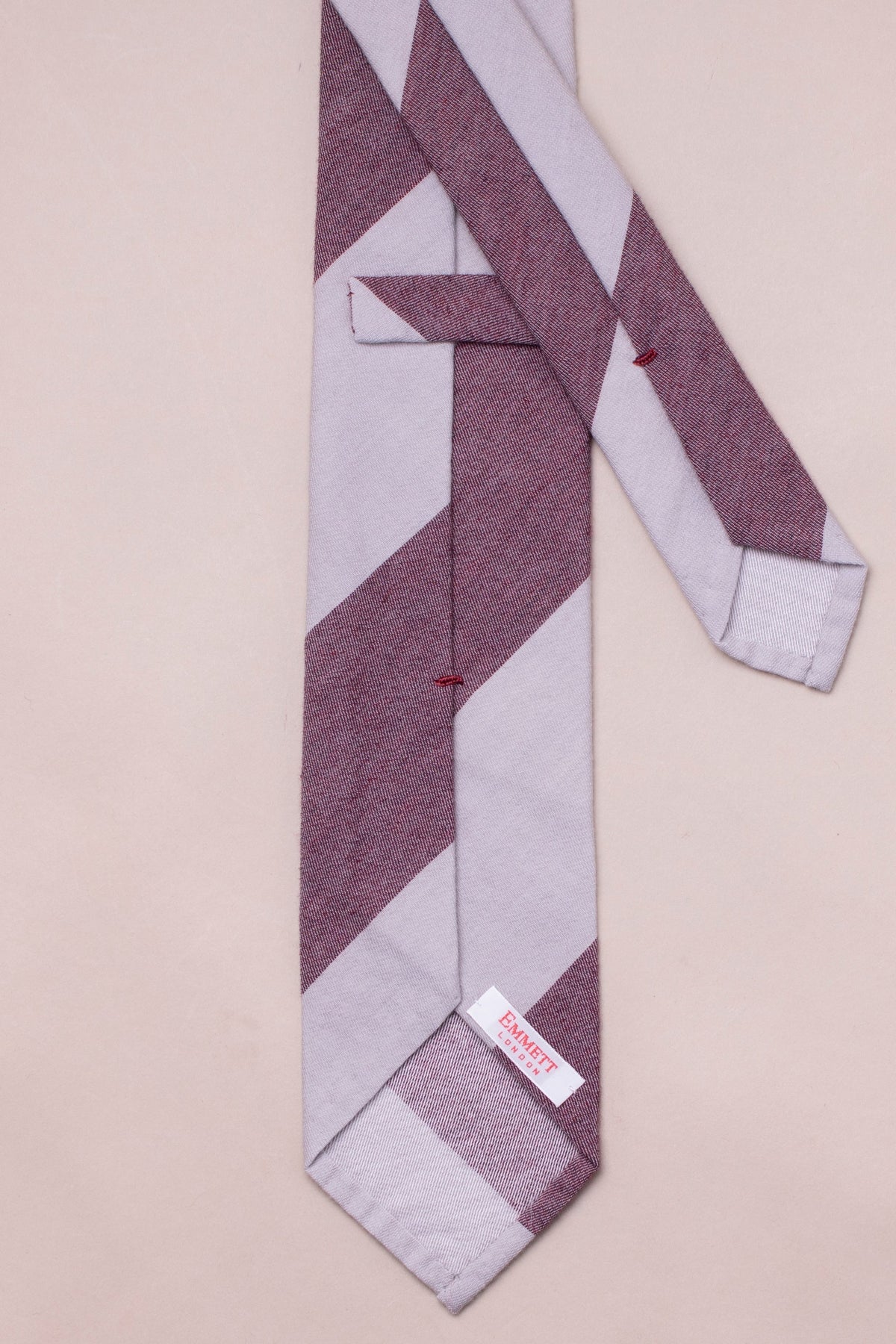 SUPPLIED BY TOM - Grey & Red Wool-Silk Striped Tie