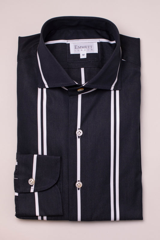 SUPPLIED BY TOM - Timeless Black & White Striped Cotton Shirt