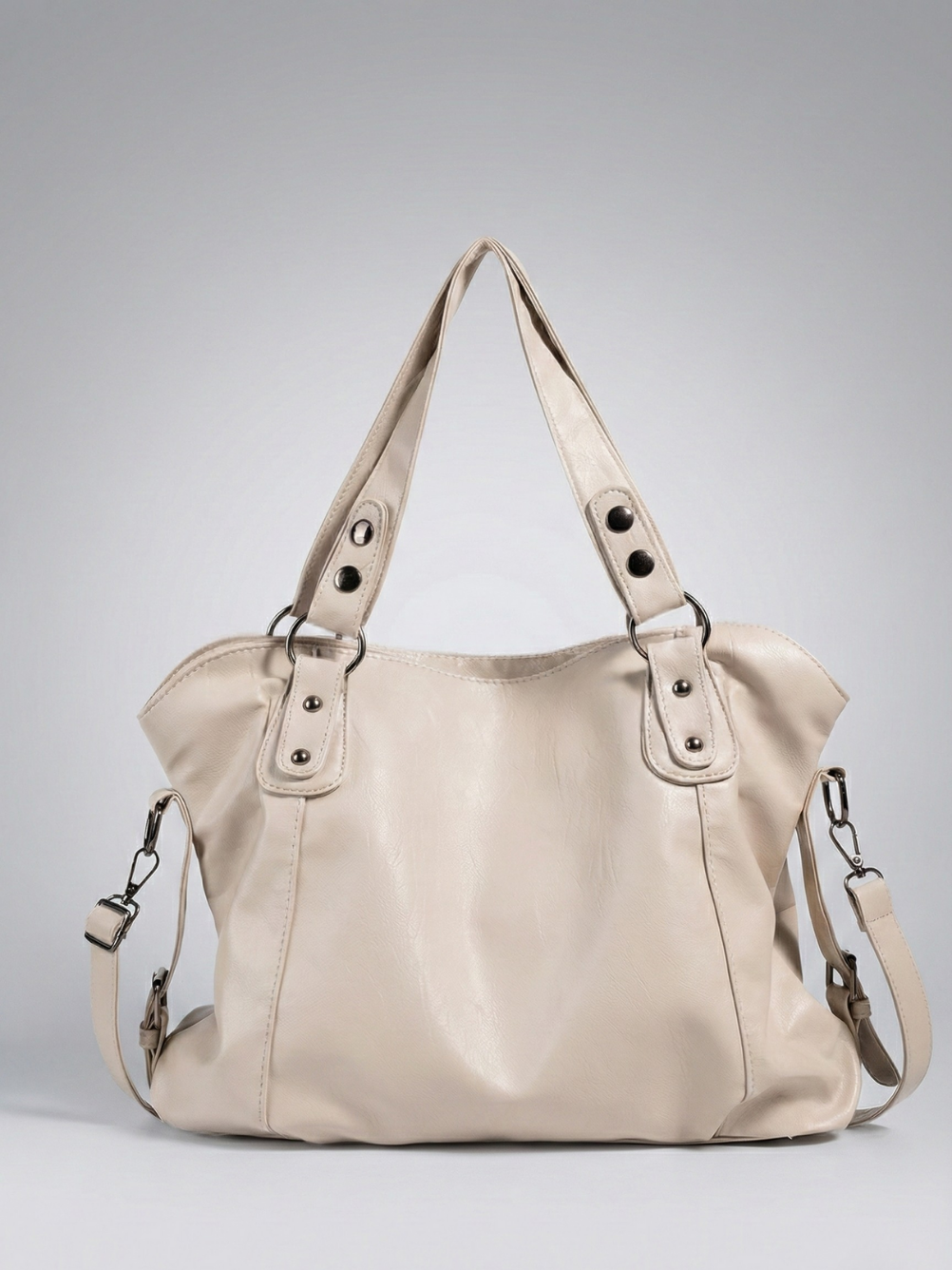 Large beige tote bag for university