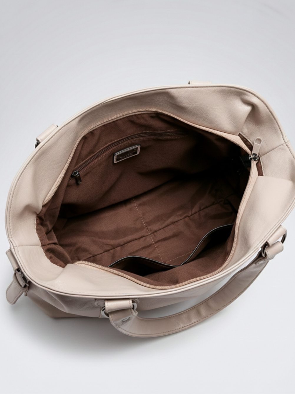 Large beige tote bag for university