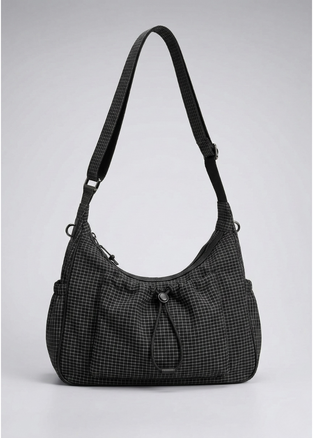 Black Nylon Handbag for School with Zip