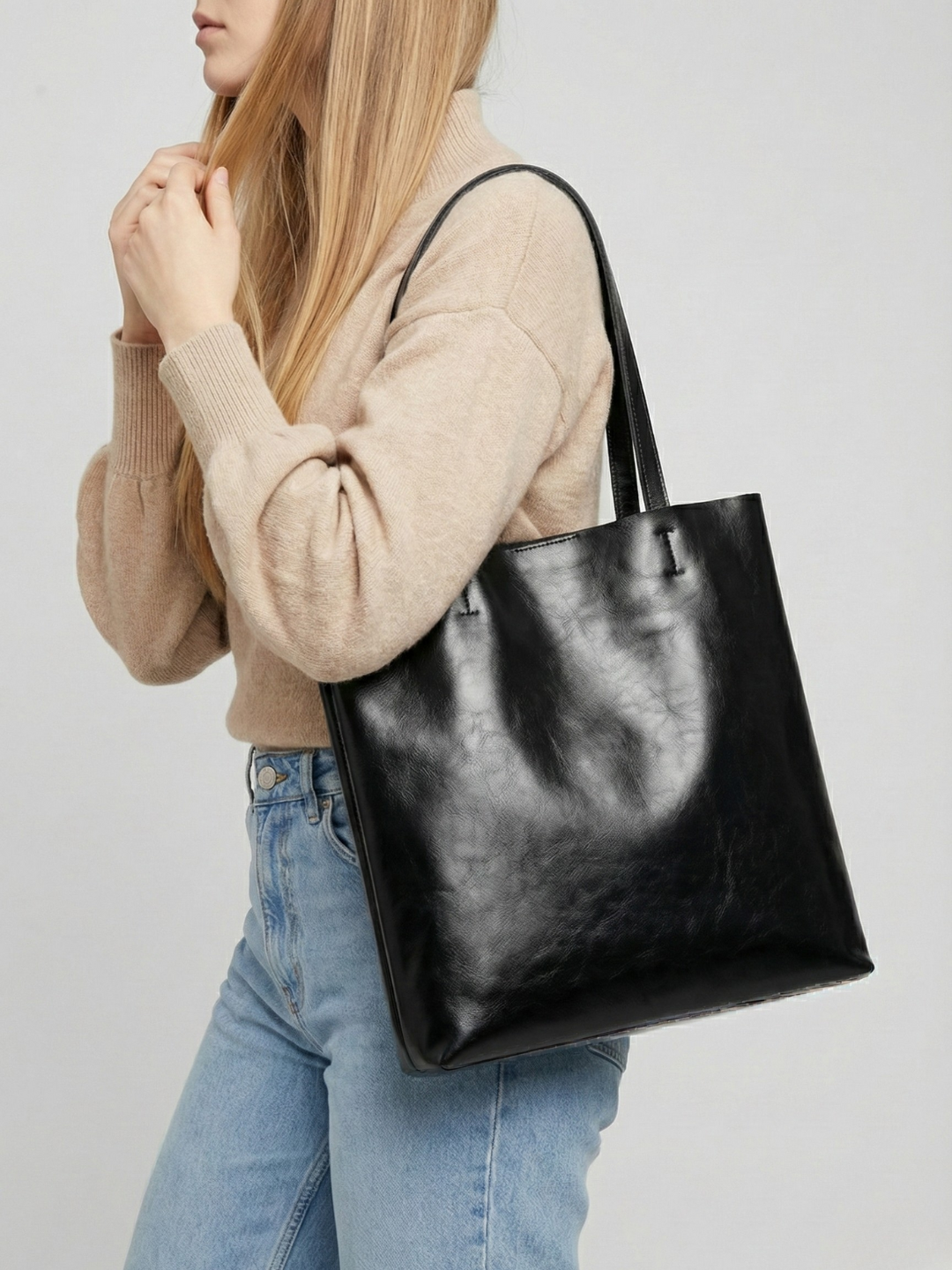 Black everyday tote bag