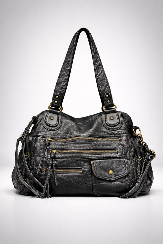 Black go-to shoulder handbag for school