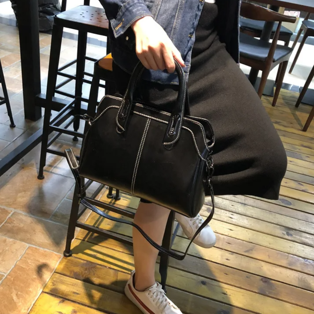 Black leather bag for work