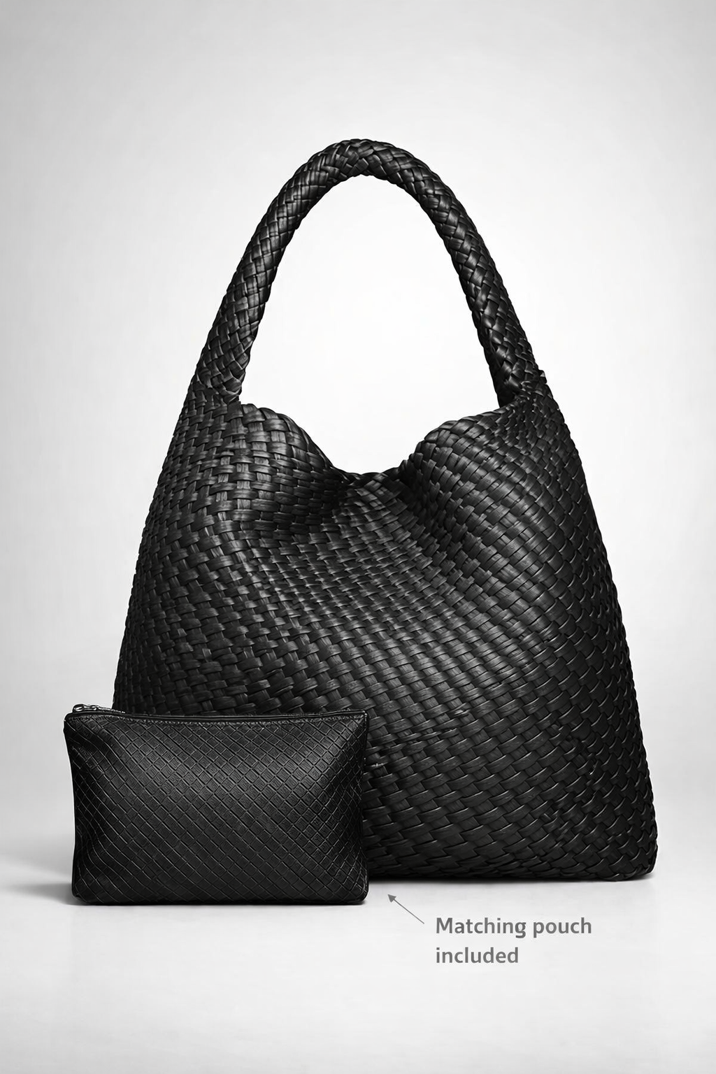 Black vegan leather work bag