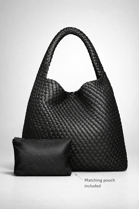 Black vegan leather work bag