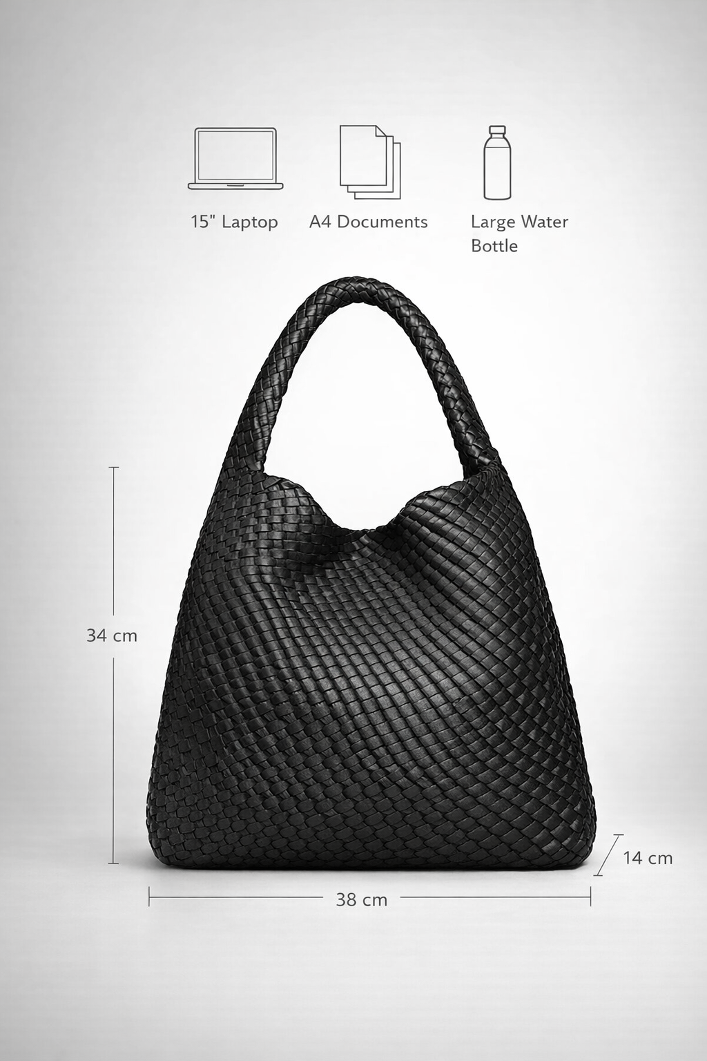 Black vegan leather work bag