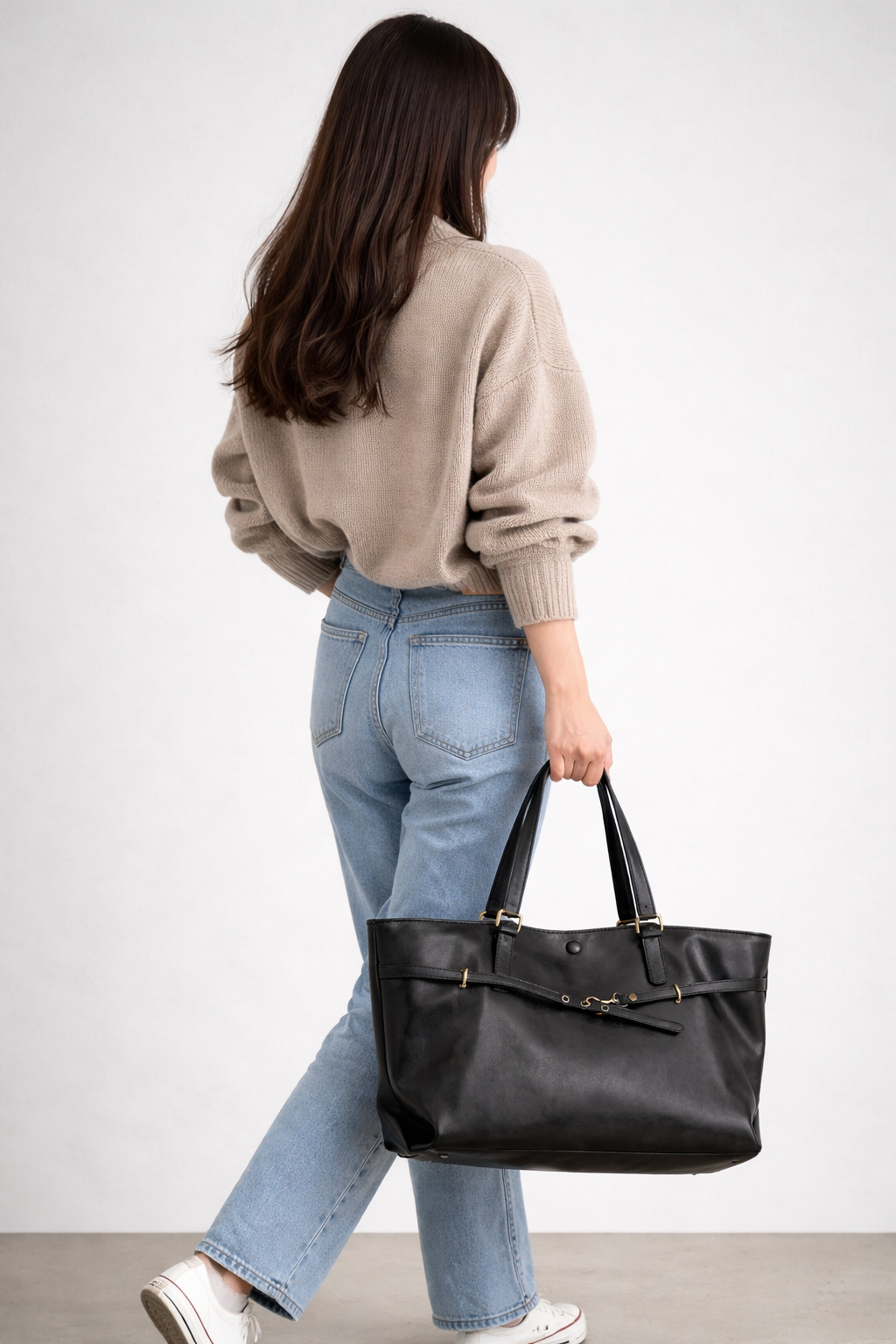 Black tote school bag