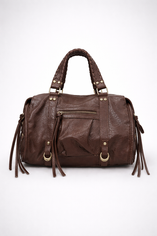 Brown Vegan Leather Handbag for School