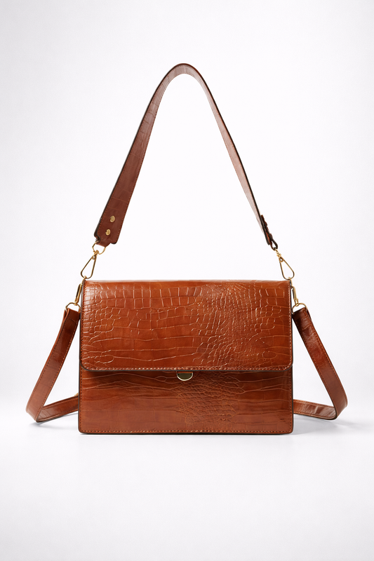 Brown cross body work bag for ladies