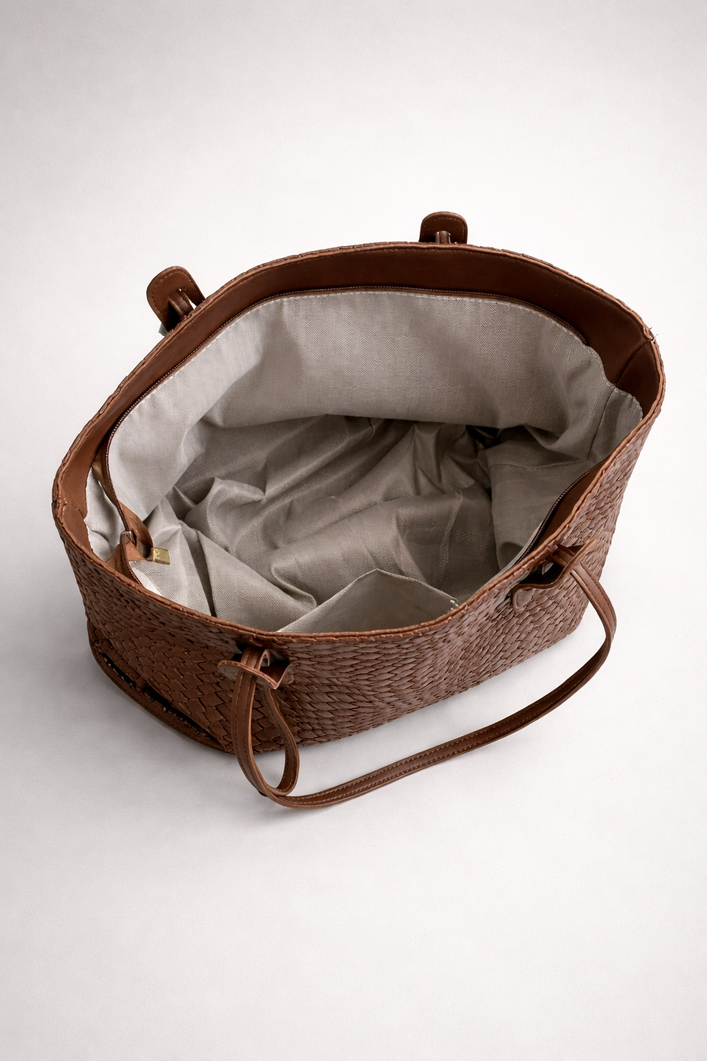 Brown vegan leather work bag