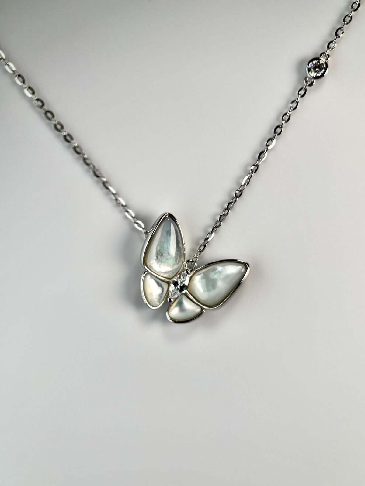 Butterfly Moissanite Necklace in Sterling Silver