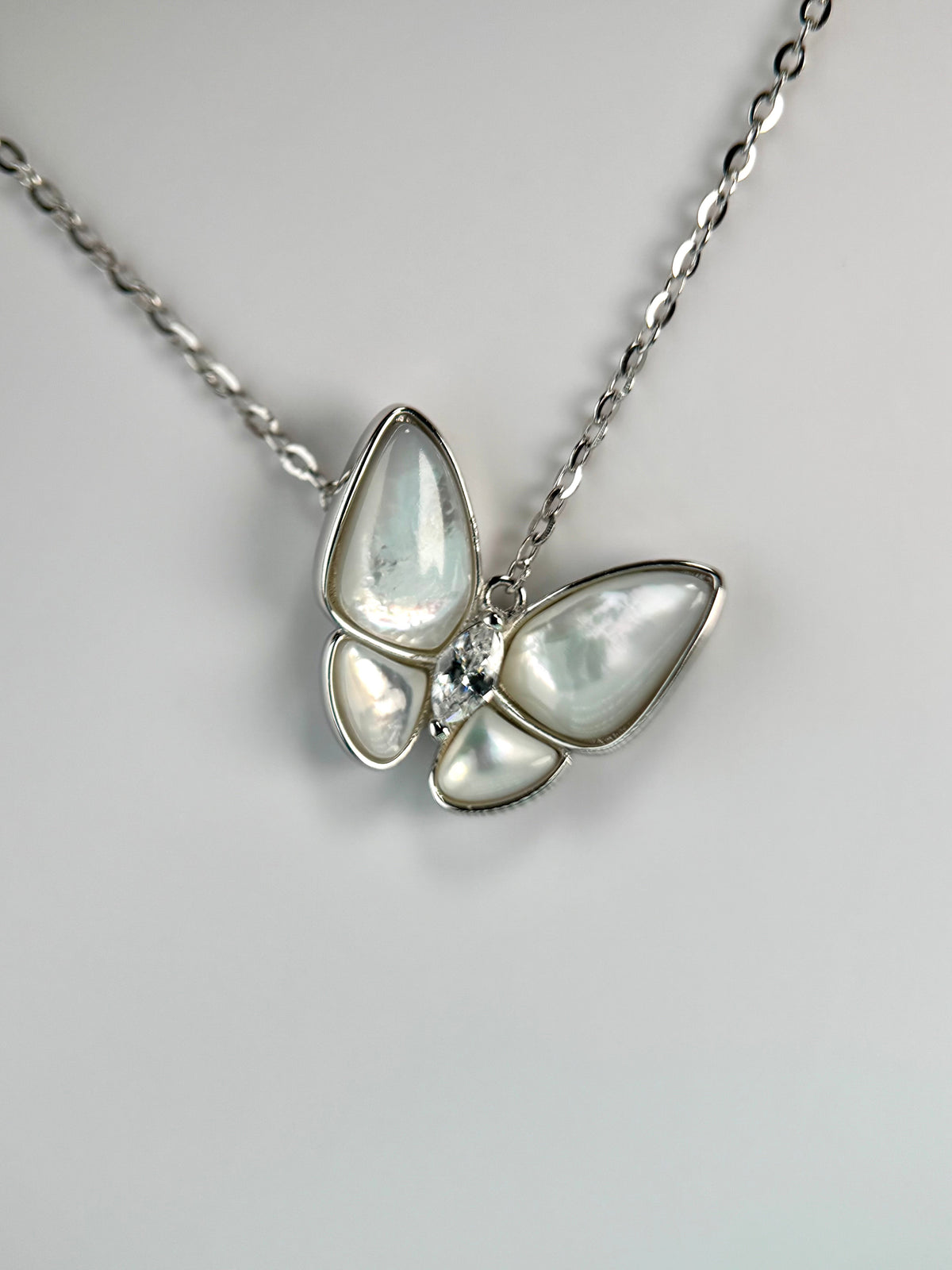 Butterfly Moissanite Necklace in Sterling Silver