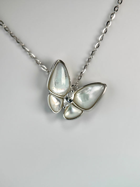 Butterfly Moissanite Necklace in Sterling Silver