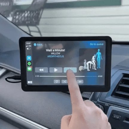 Wireless CarPlay and Android Auto Portable Touchscreen Display for Universal Vehicles - Dashboard Mounted Car Multimedia Player with Bluetooth and