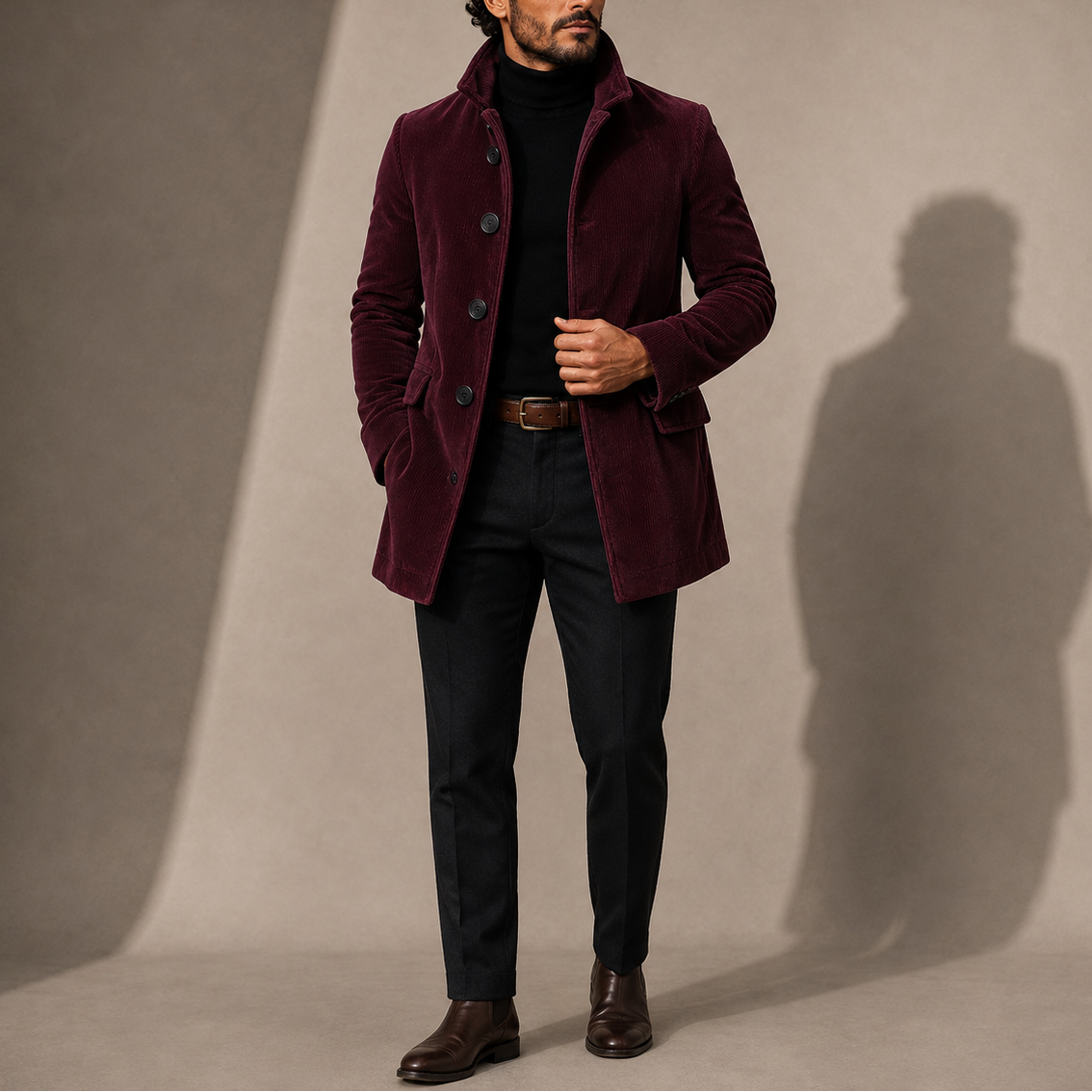 Men's Stand Collar Tailored Winter Coat