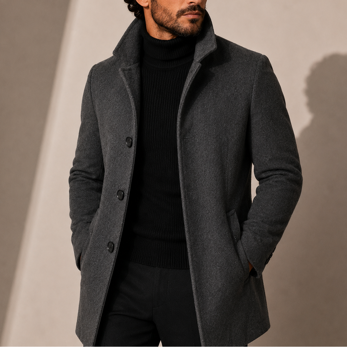 Men's Stand Collar Tailored Winter Coat