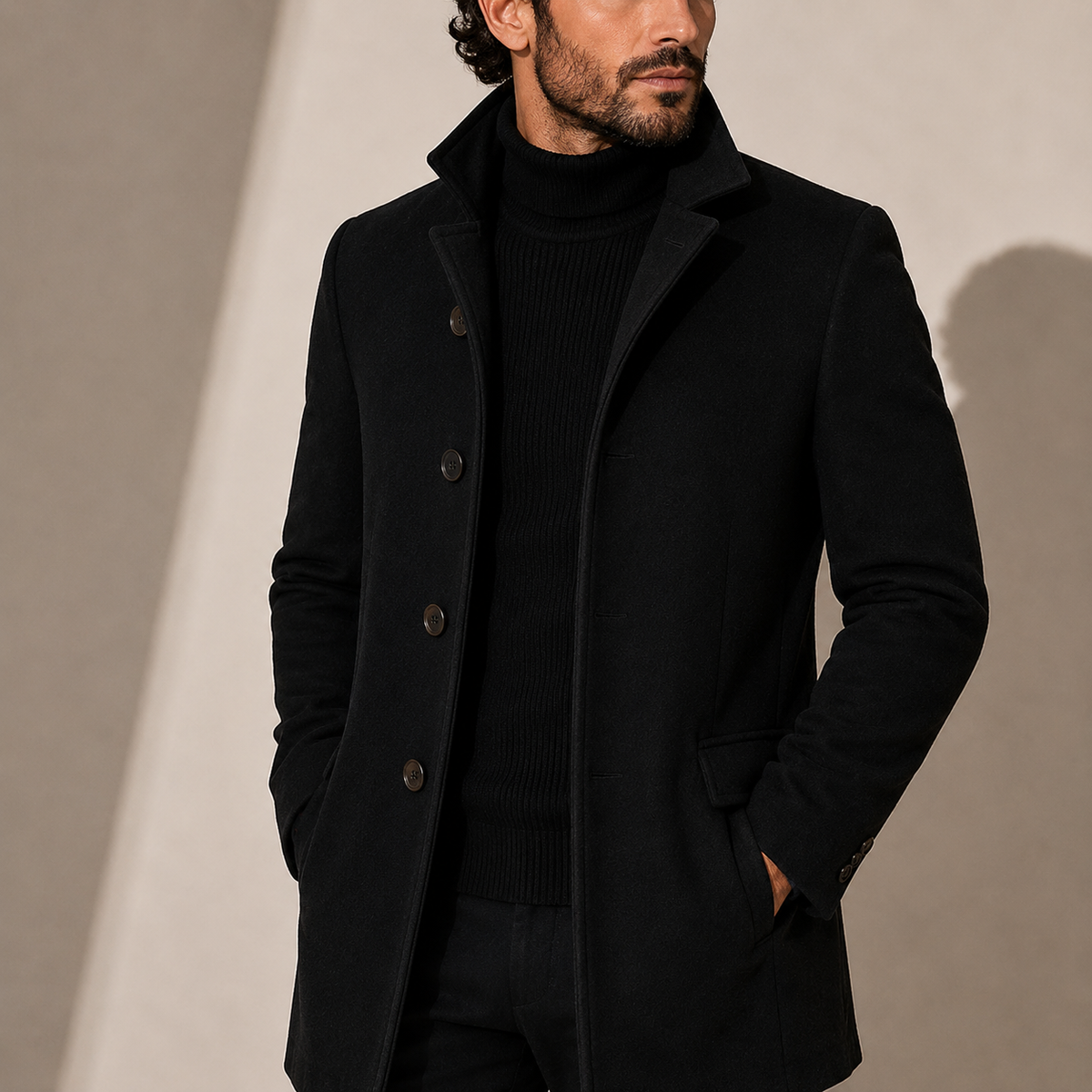 Men's Stand Collar Tailored Winter Coat
