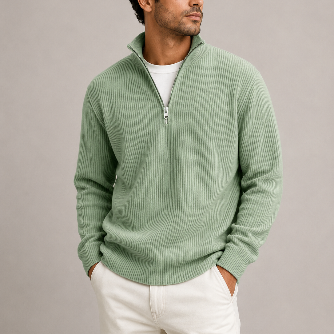 Men's Ribbed Quarter-Zip Knit Jumper