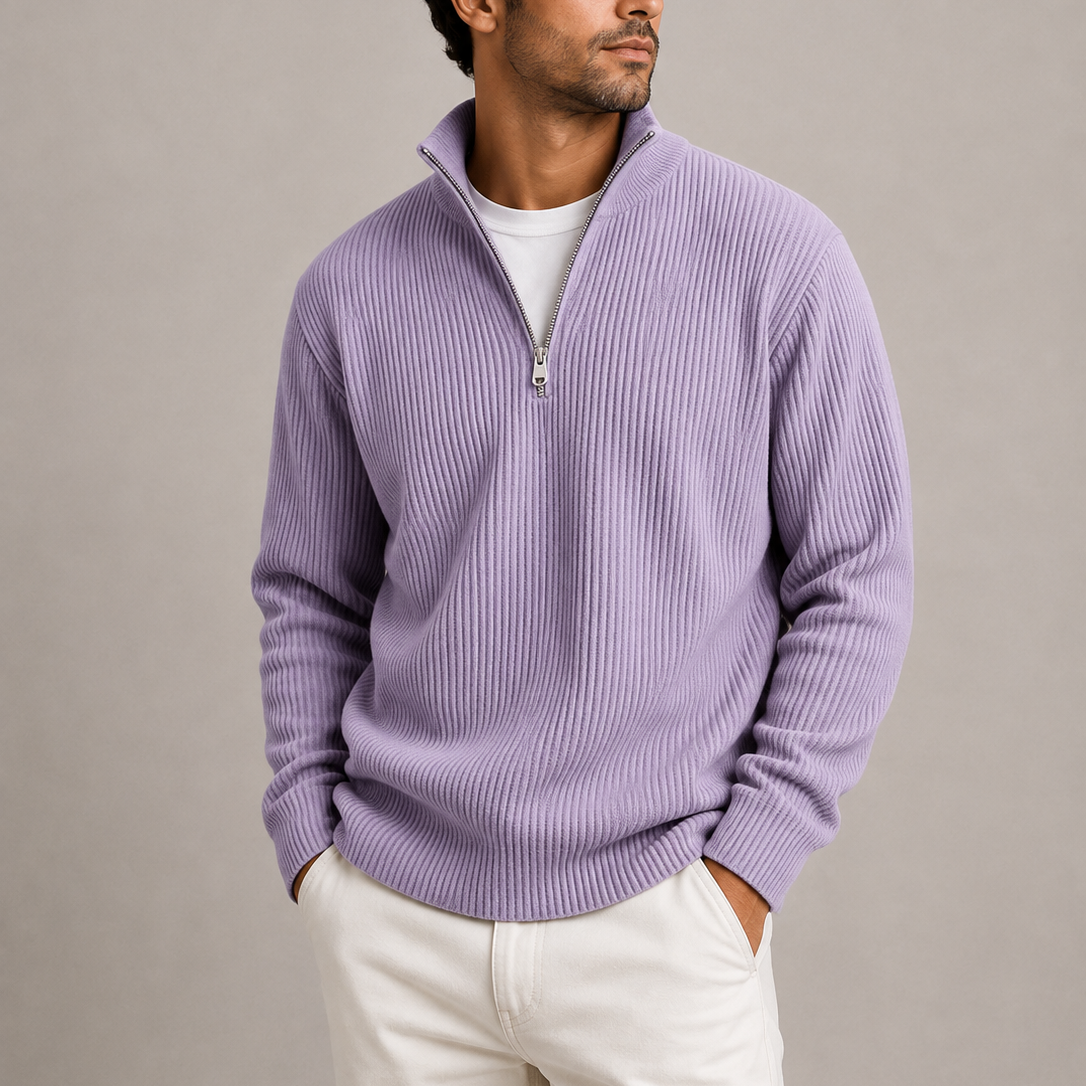 Men's Ribbed Quarter-Zip Knit Jumper