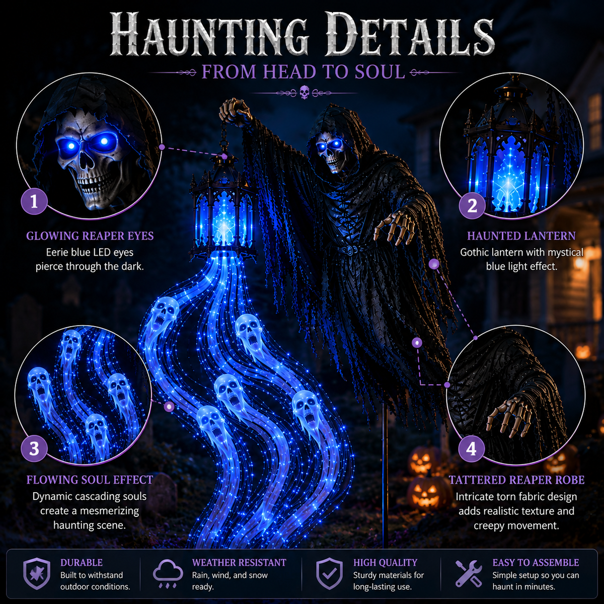 Animated Halloween Reaper Garden Light