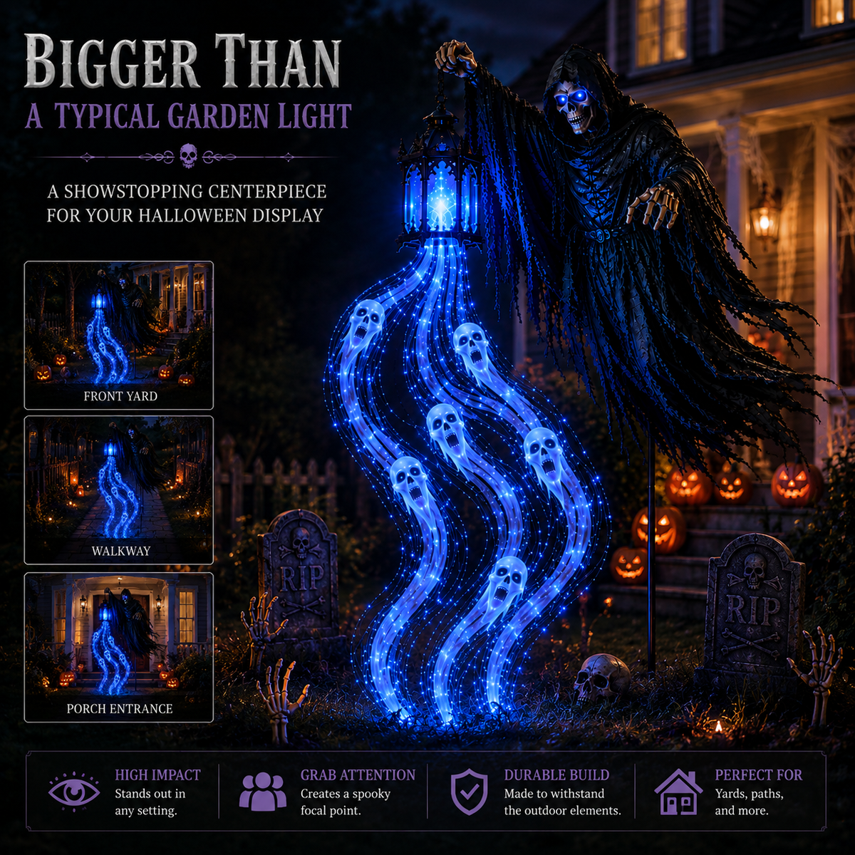 Animated Halloween Reaper Garden Light
