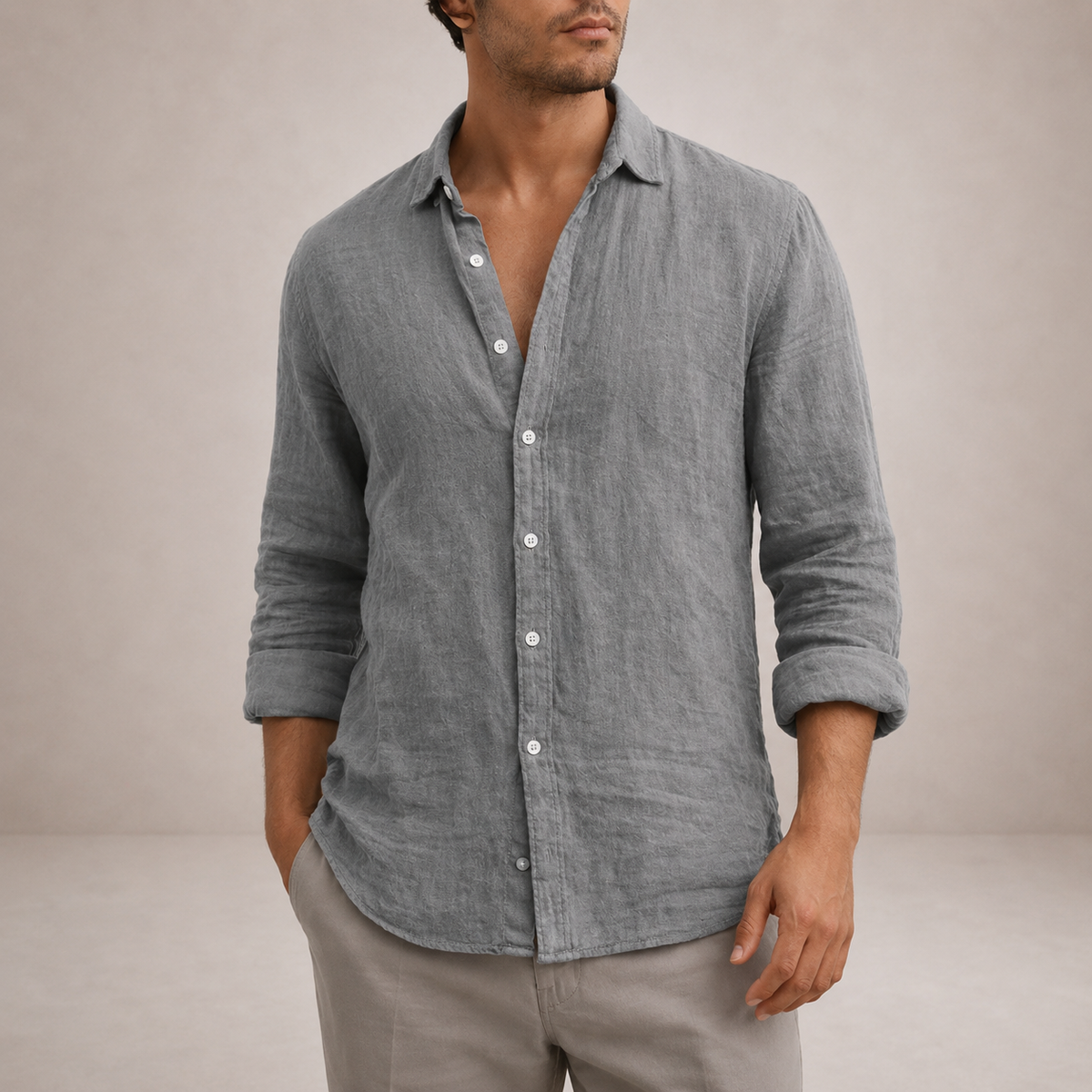 Men's Linen Button Down Shirt
