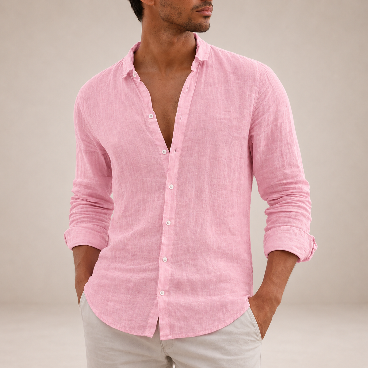Men's Linen Button Down Shirt