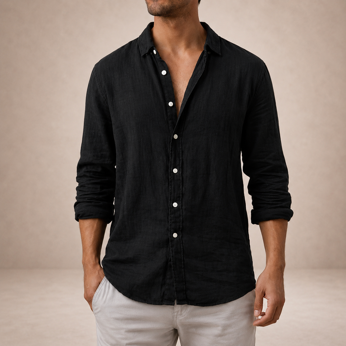 Men's Linen Button Down Shirt