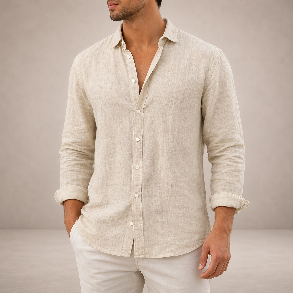 Men's Linen Button Down Shirt