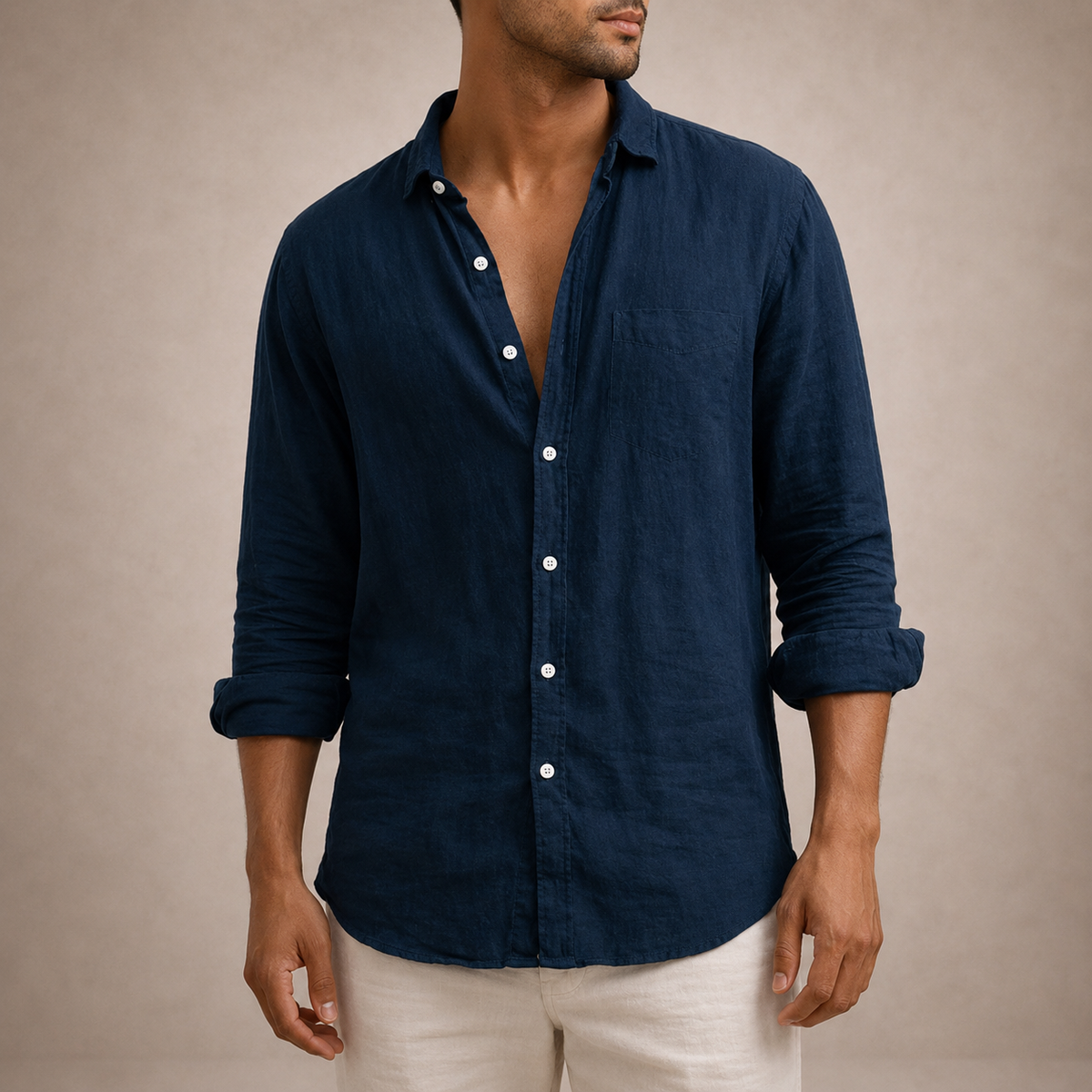 Men's Linen Button Down Shirt