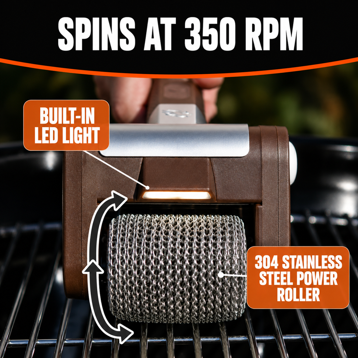Bristle-Free BBQ Grill Cleaning Roller