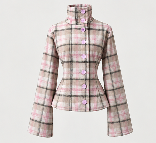 Rosewood Tartan Collared Jacket