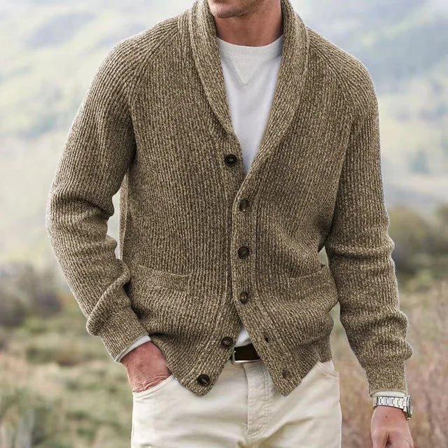 Men's Heavy Ribbed Shawl Collar Cardigan