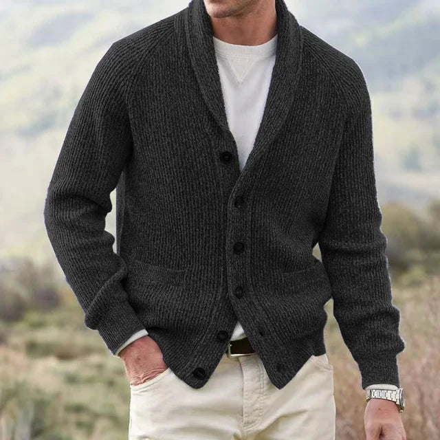 Men's Heavy Ribbed Shawl Collar Cardigan