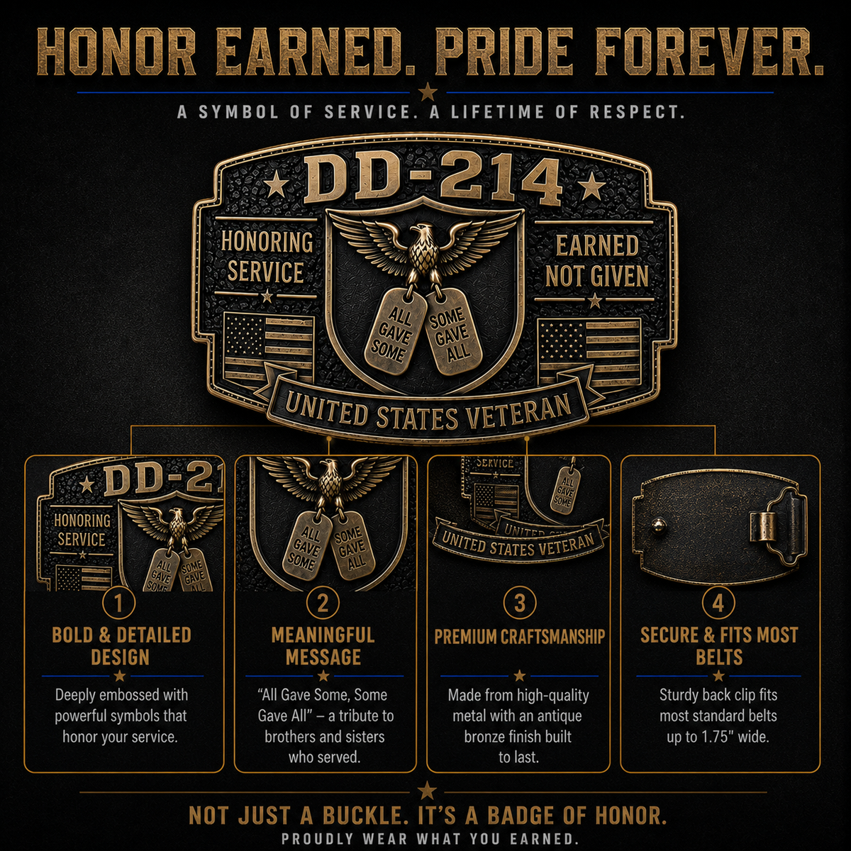 DD-214 Veteran Belt Buckle