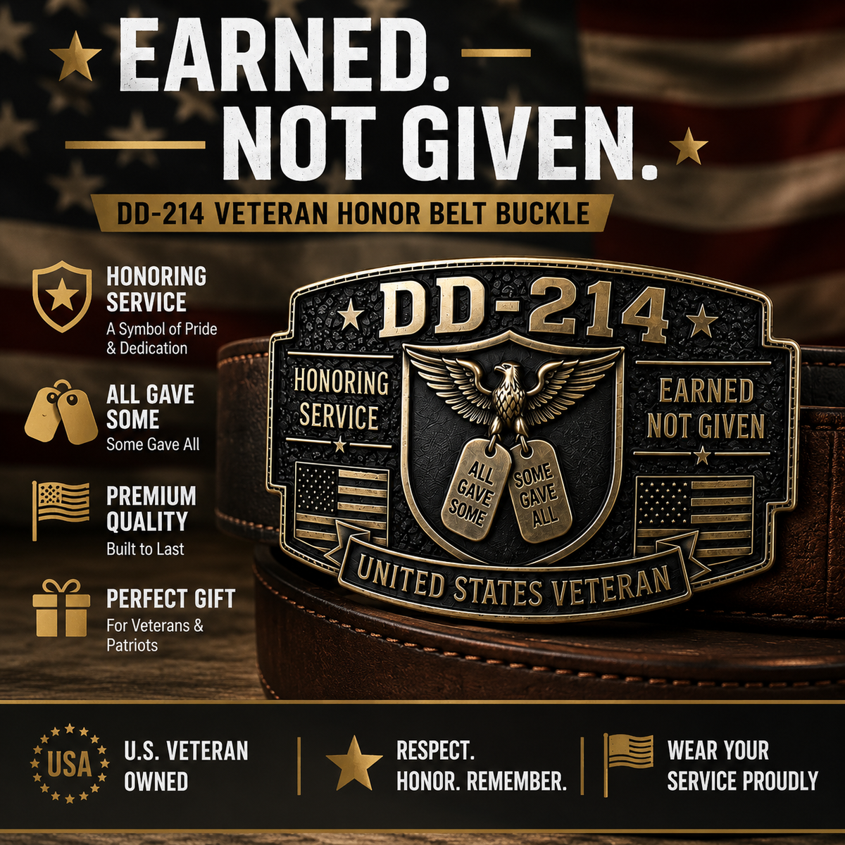DD-214 Veteran Belt Buckle