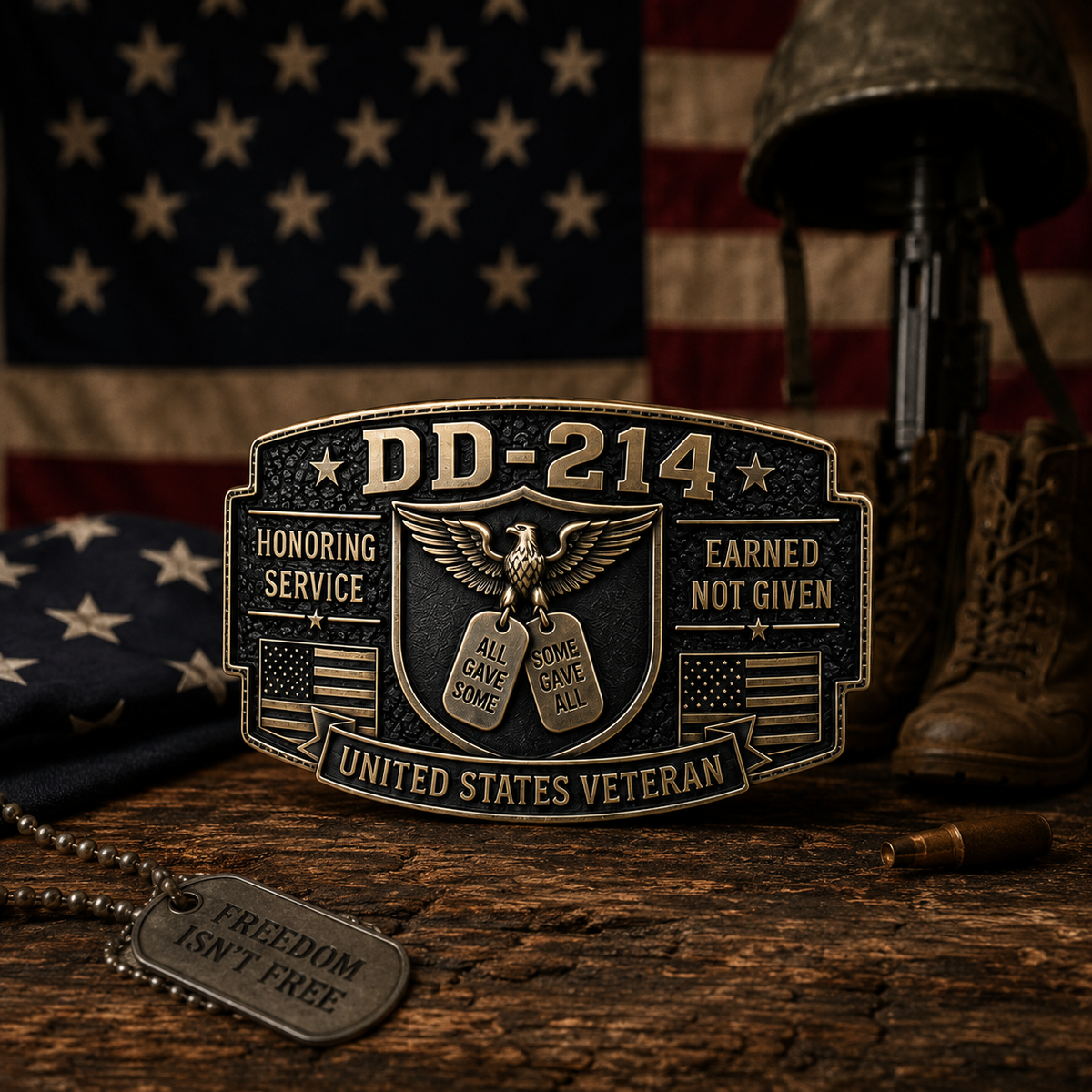 DD-214 Veteran Belt Buckle