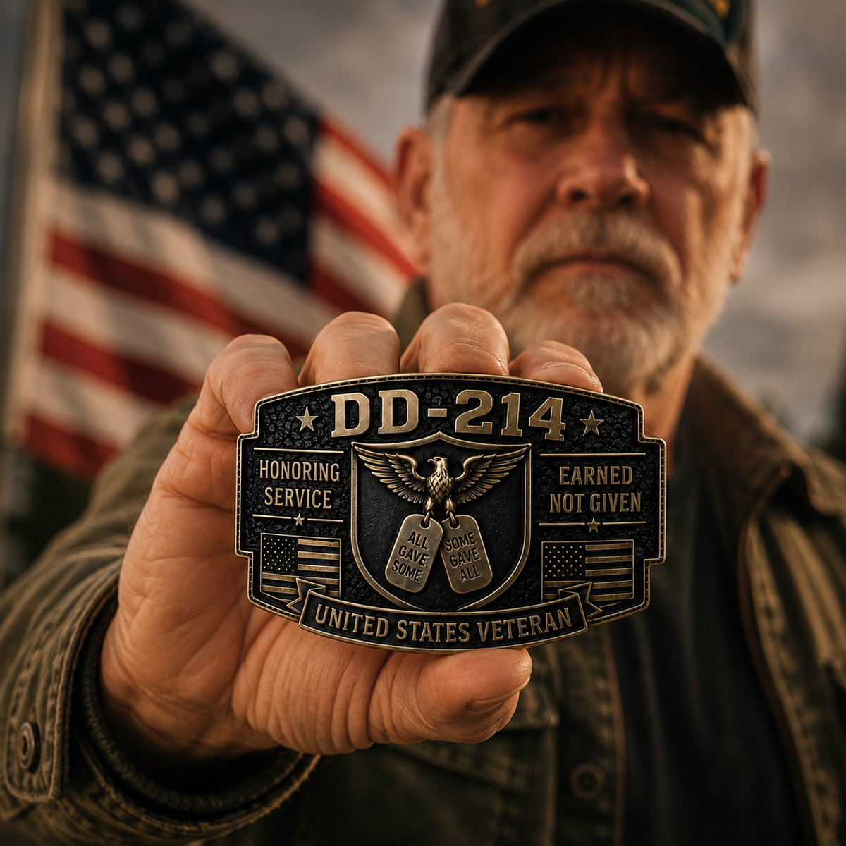 DD-214 Veteran Belt Buckle