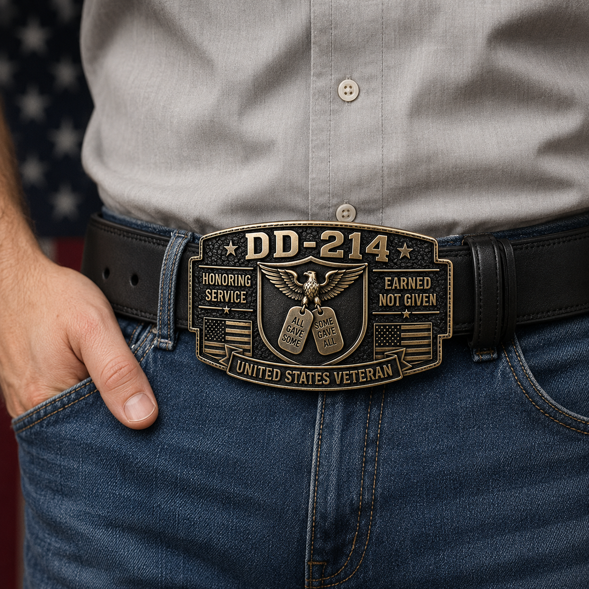 DD-214 Veteran Belt Buckle