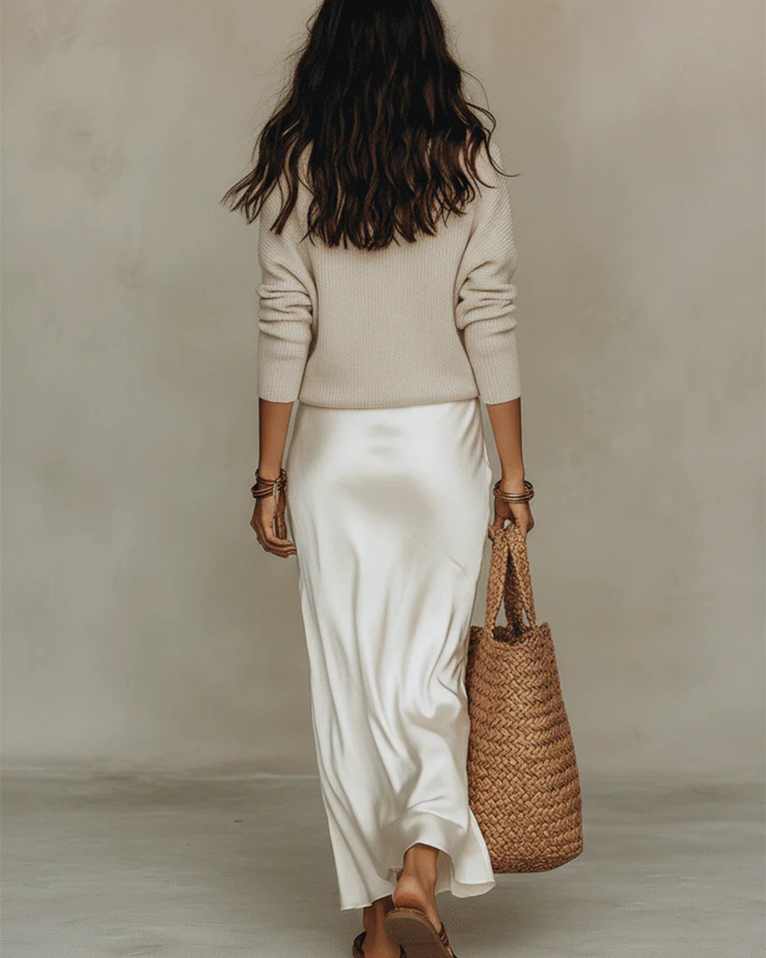 Women's Satin Slip Dress and Knit Cardigan Set