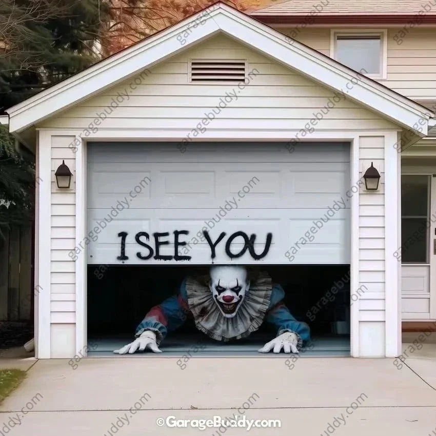 Peeking Clown Garage Door Cover