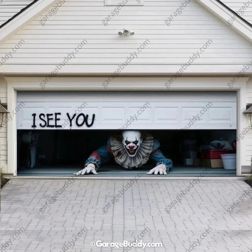 Peeking Clown Garage Door Cover