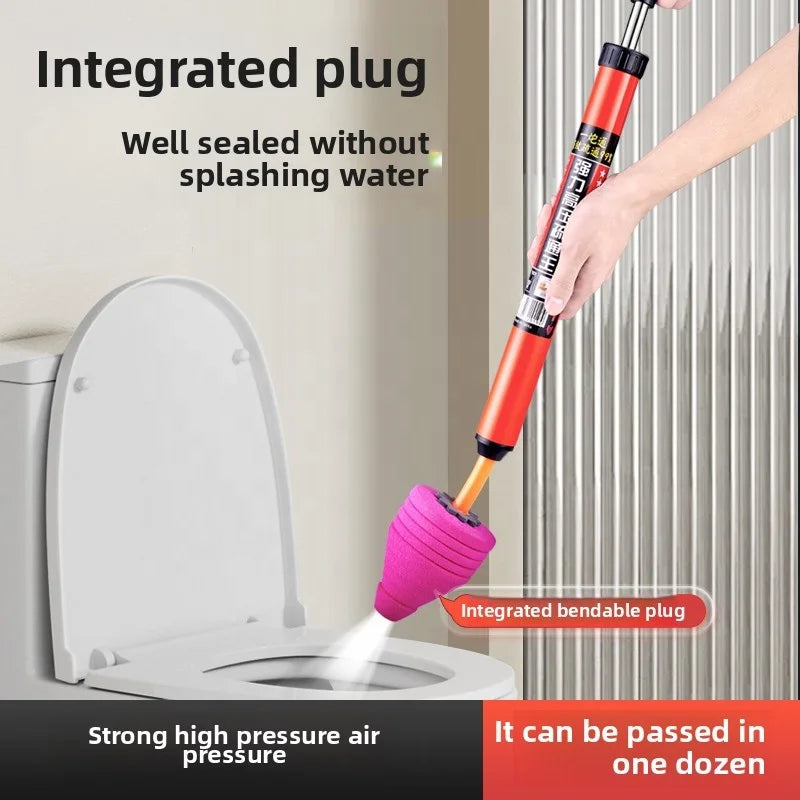 High Pressure Air Plunger for Toilet and Drain Unclogging - Manual Heavy Duty Plastic Plumbing Tool for Bathroom Sewer and Sink Pipes