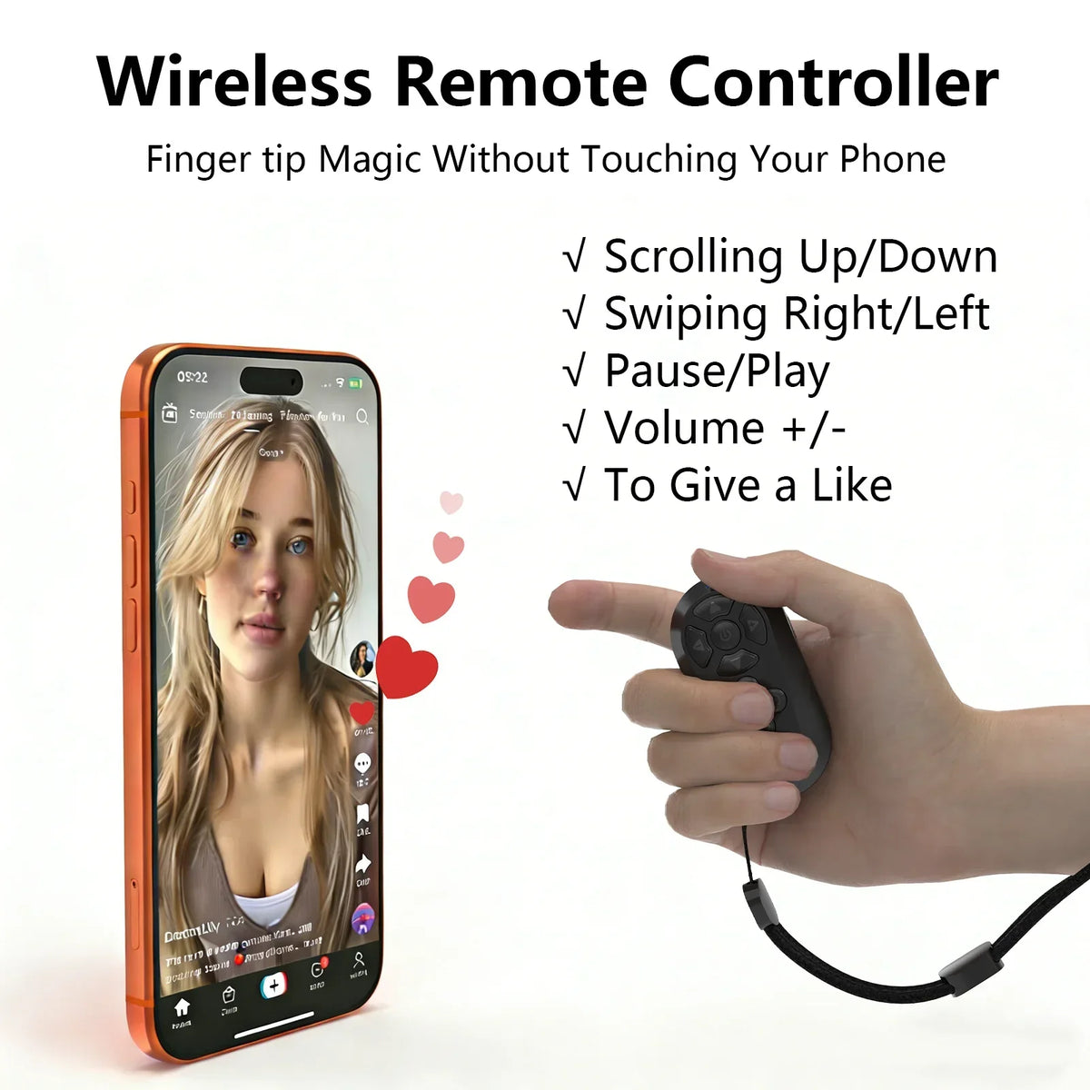 Bluetooth Wireless Remote Control for and Short Videos - Rechargeable Page Turner and Selfie Camera Shutter for and Android