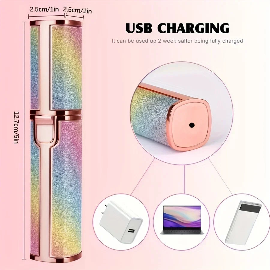 Rechargeable Electric Eyebrow Trimmer for Women - Waterproof Rotary and Vibrating Shaver with Stainless Steel Blades and USB Charging - IPX5
