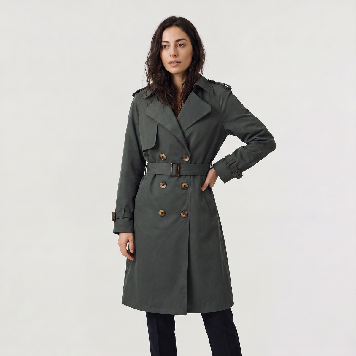 Women's Single Breasted Belted Trench Coat