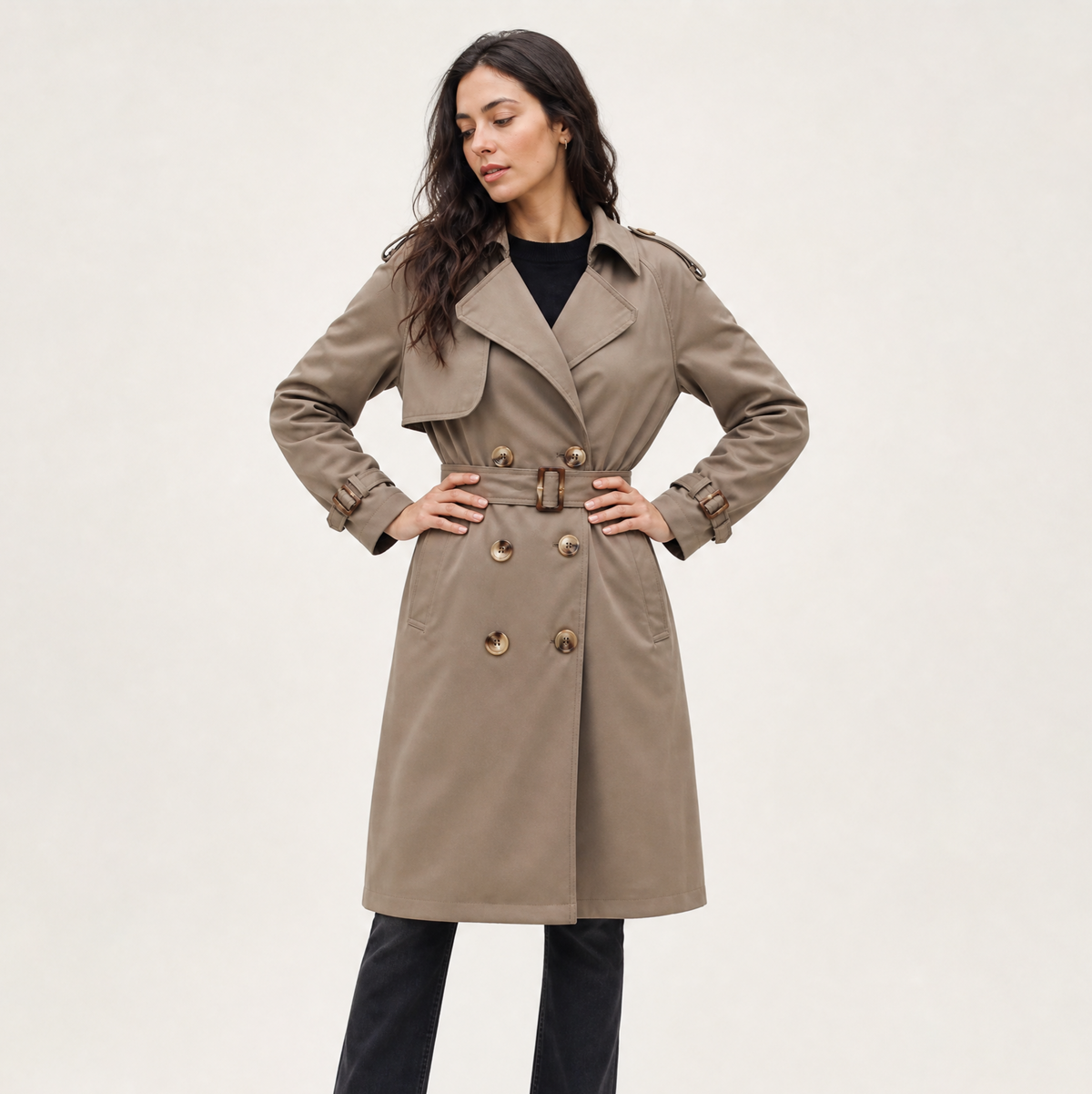 Women's Single Breasted Belted Trench Coat